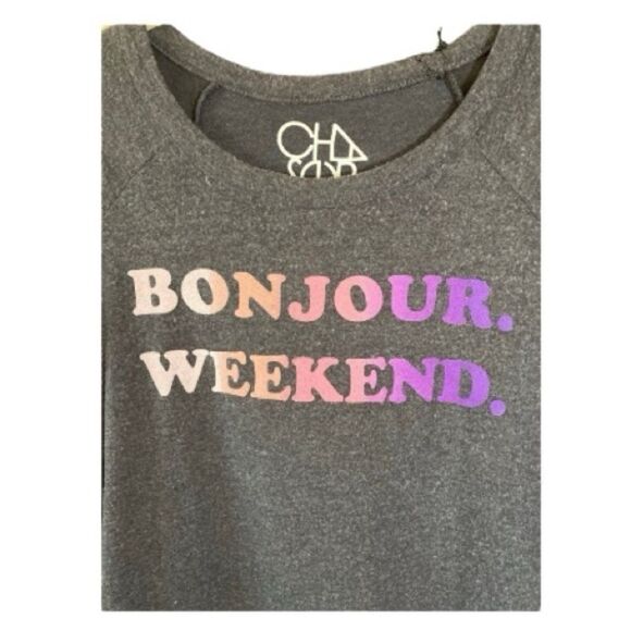 New Chaser Bonjour Weekend Graphic Tee Woman's Small - Picture 4 of 12